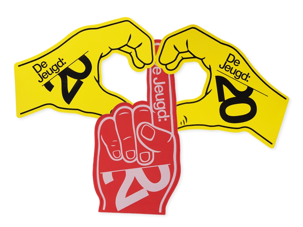 Foam Hearts + Finger Bundel Geel / Rood